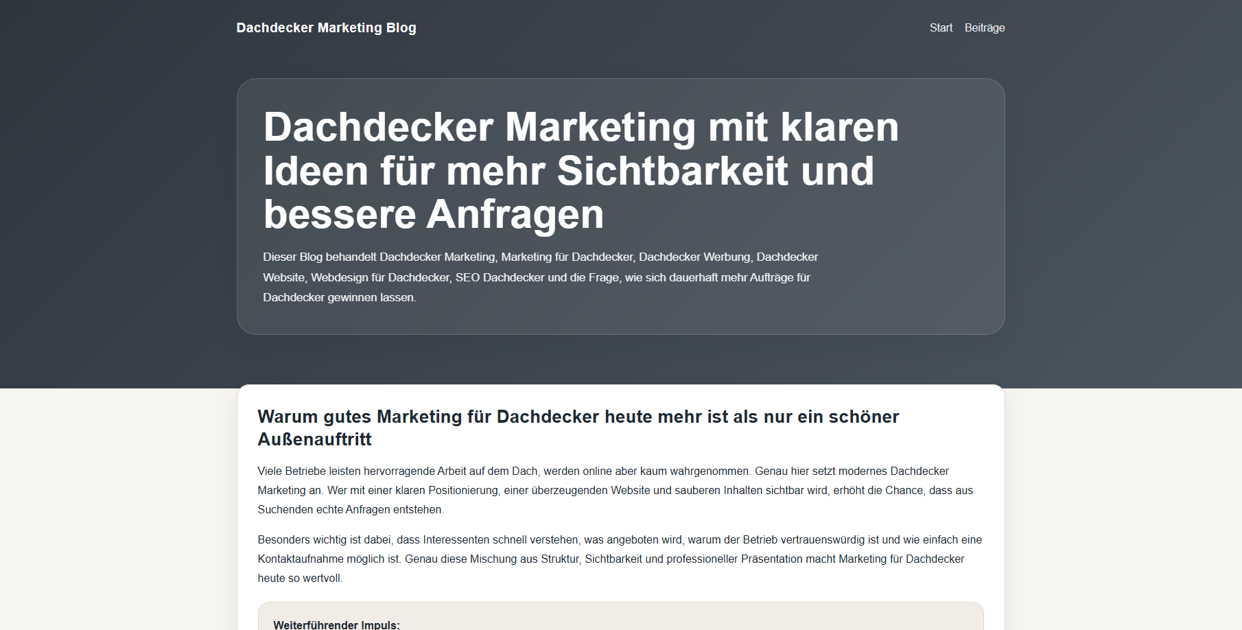 Dachdecker Marketing Blog